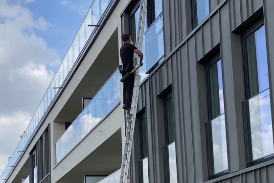 Details Cleaning Man op ladder
